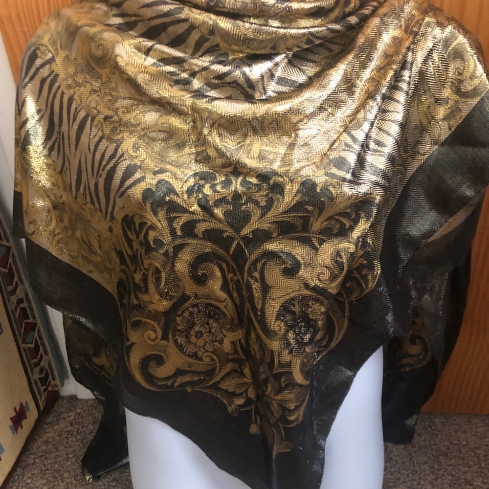 Rare Vintage Saks Fifth Avenue Silky Shawl 52” Square Made in Italy